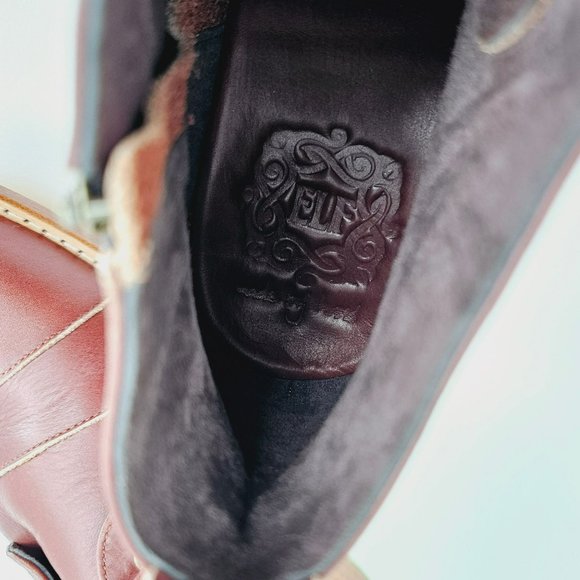 ELF Passage Lace Up Ankle Boots 9.5 Vintage Brown Leather Handmade Quality New - Picture 3 of 12
